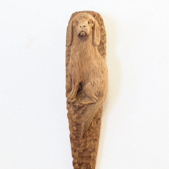 Handmade Other - Vtg Carved Wood Spoon Hunting Dog Spaniel Folk Art Lodge Cabin Rustic Decor